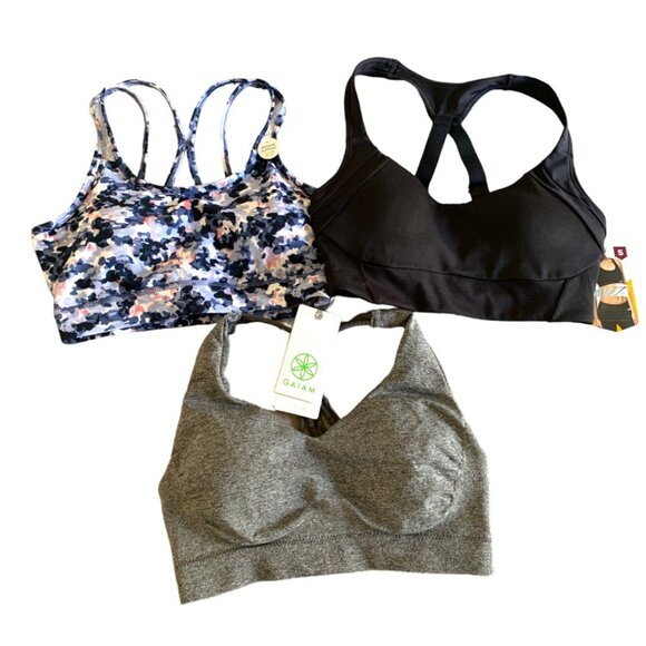 NWT Gaiam | Avia | Sports Bra Bundle (3) S/XS | black, grey, violet storm - Picture 1 of 14